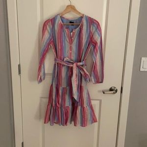 J. Crew Pink & Blue Tiered Dress